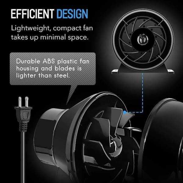 Xppliance 4 in. 195 CFM Duct Inline Ventilation Fan Air Circulation Vent HVAC Exhaust Blower for Grow Tent