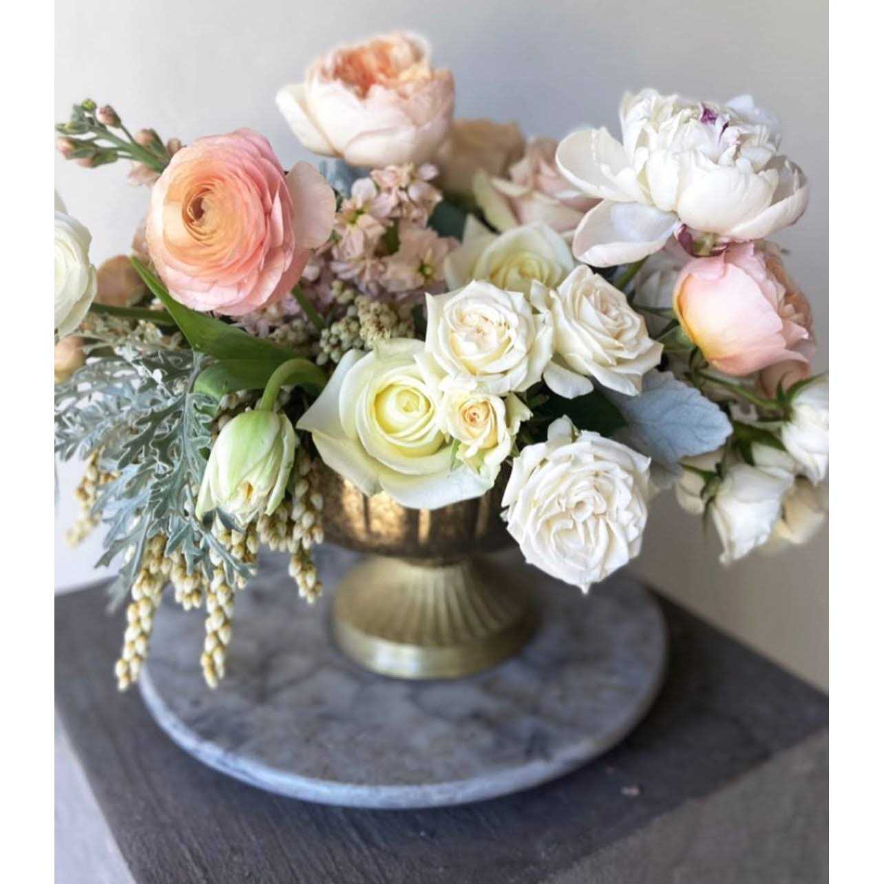 Afloral Distressed Gold Metal Compote Bowl