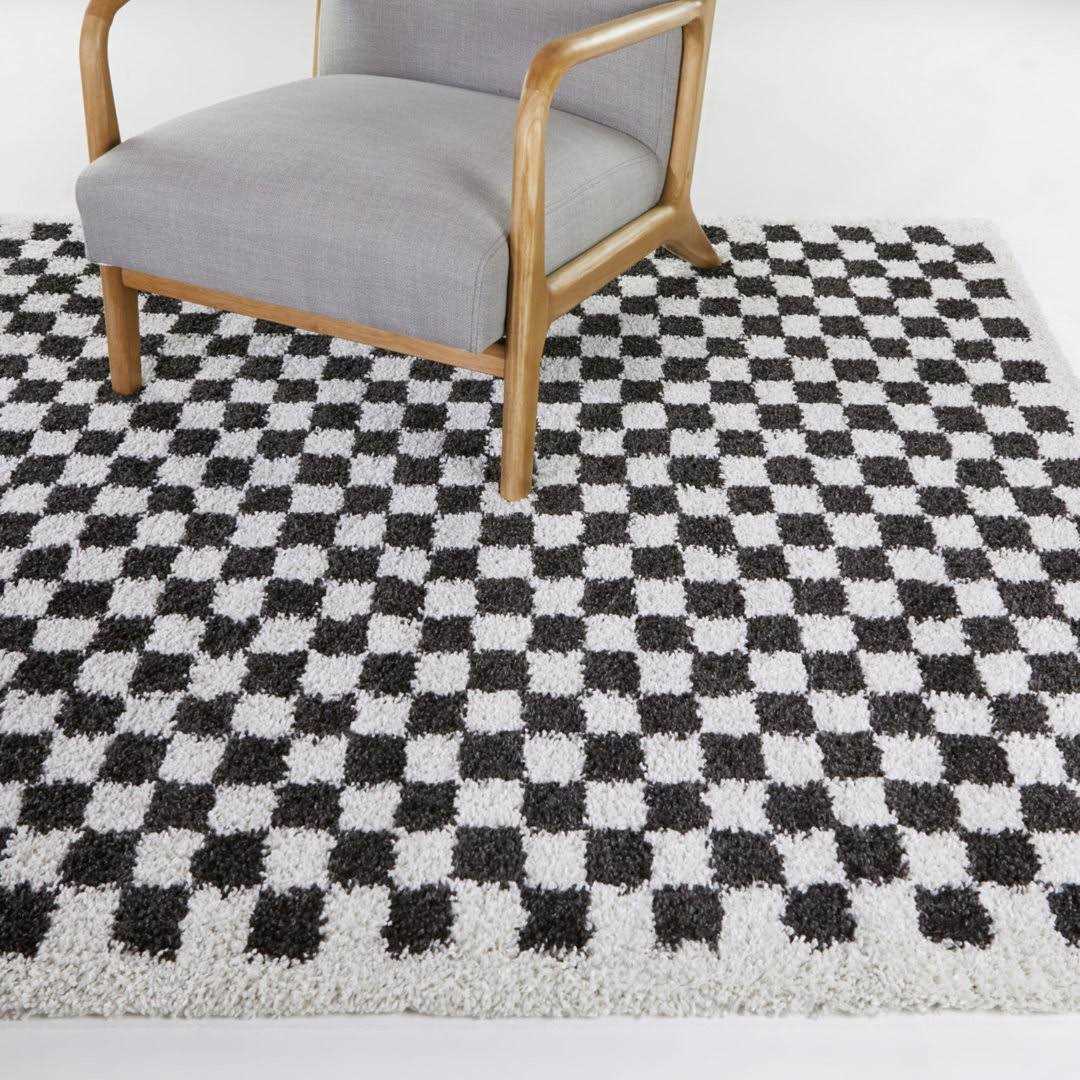 Walker Checkered Cream Shag Area Rug AllModern Rug