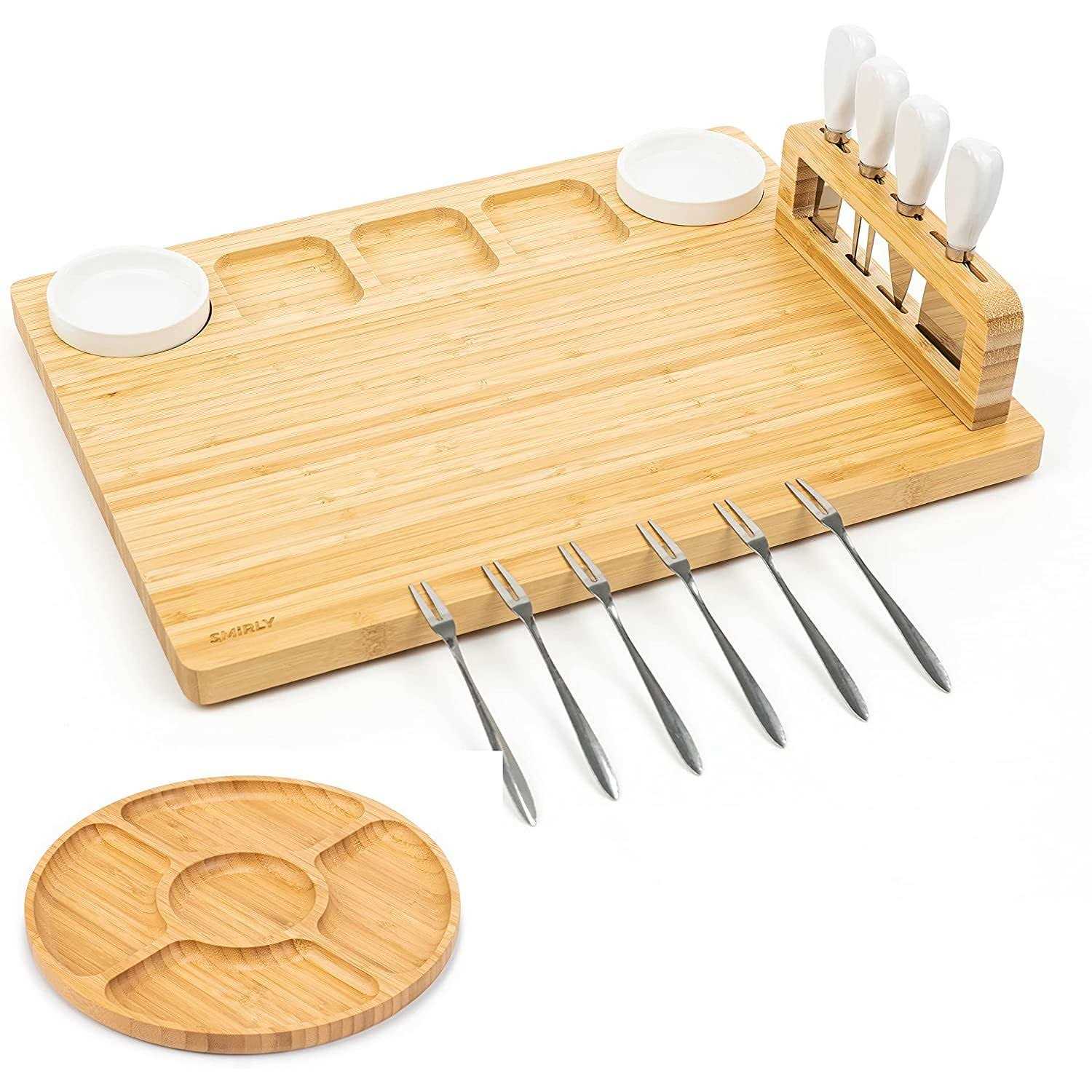 Smirly Bamboo Cheese Board and Knife Set
