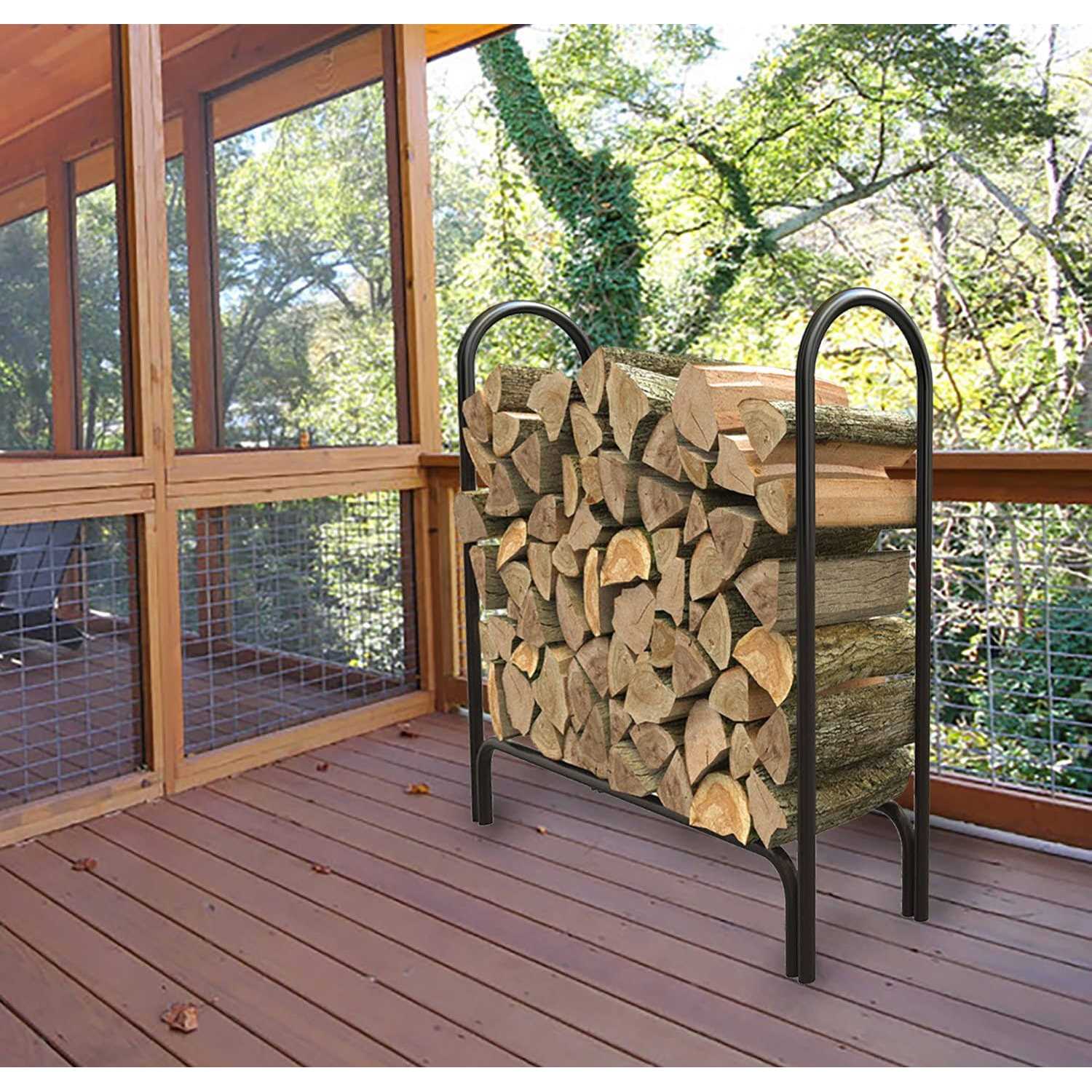 Panacea Black Deluxe Steel Log Rack