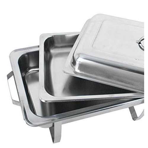 SUPER DEAL 8 Qt Stainless Steel 4 Pack Full Size Chafer Dish w/Water Pan, Food Pan, Fuel Holder and Lid For Buffet/Weddings/Parties/Banquets/catering