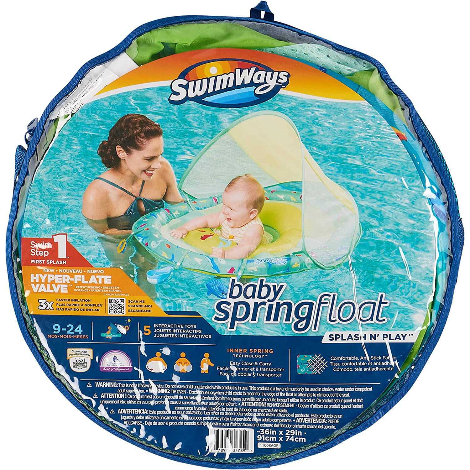 Swimways Sun Canopy Spring Float with Hyper-Flate Valve