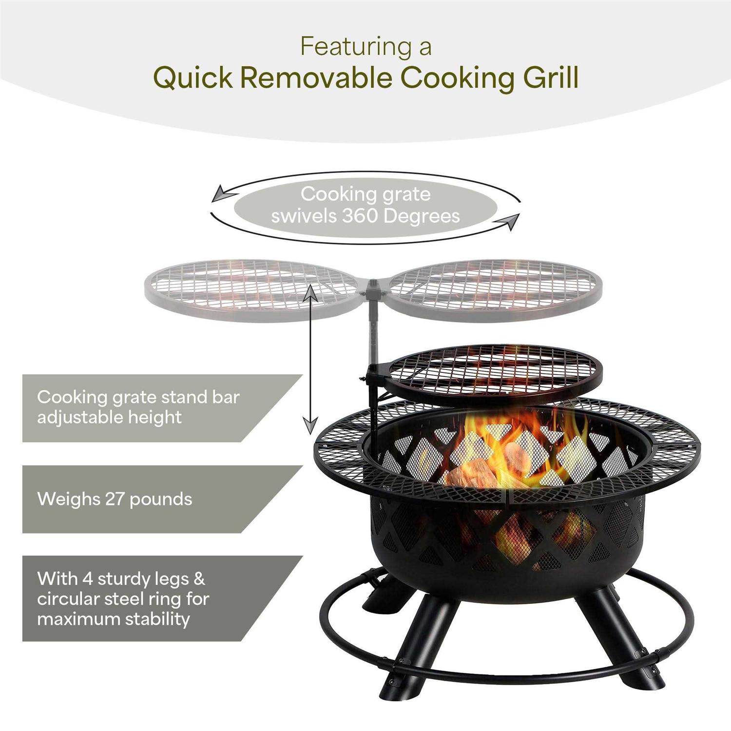 BALI OUTDOORS Wood Burning Fire Pit with Grill 32