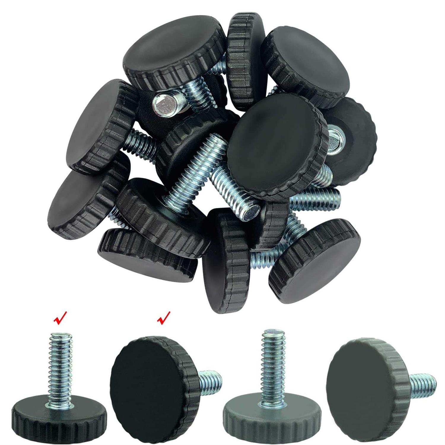 1/4 Threaded Table/Chair/Furniture Feet Levelers Screw in ThreadedAdjustable Leveling Foot Pads Glides Screw on for Bar Stool/Bench/Bed