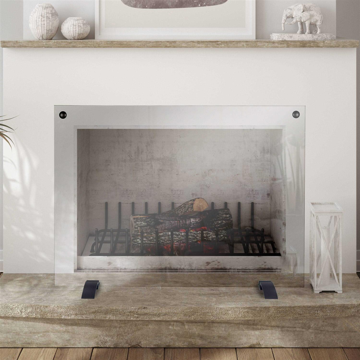 Pleasant Hearth Glass Fireplace Screen