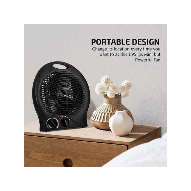 Ovente Portable Electric Heater With Thermostat Control Indicator Light & Safety Switch