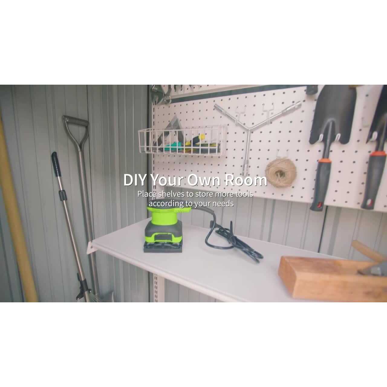 Patiowell 6 ft. D Outdoor Storage Metal Shed with Sloping Roof and Double Lockable Door