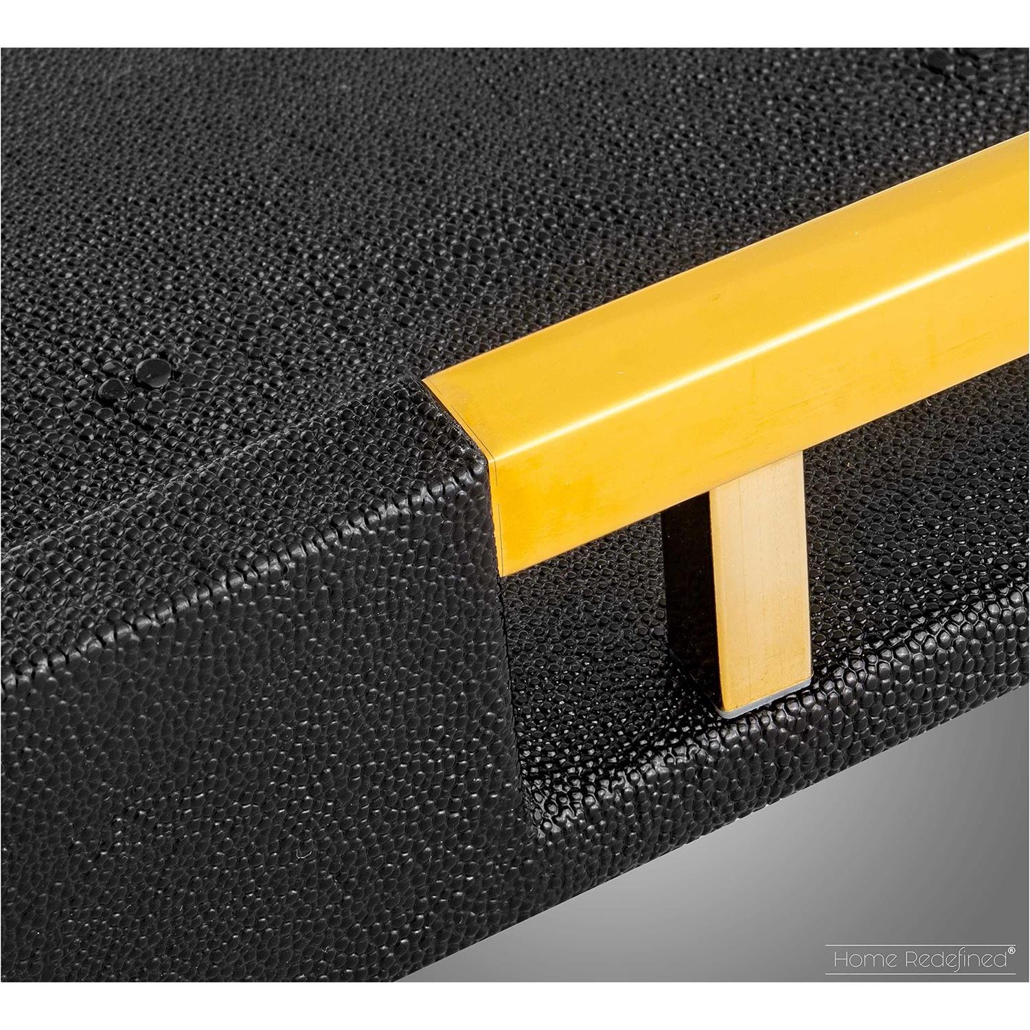 Home Redefined Modern Elegant 18’x12′ Rectangle Glossy Shagreen Decorative Ottoman Coffee Table Perfume Living Room Kitchen Serving Tray