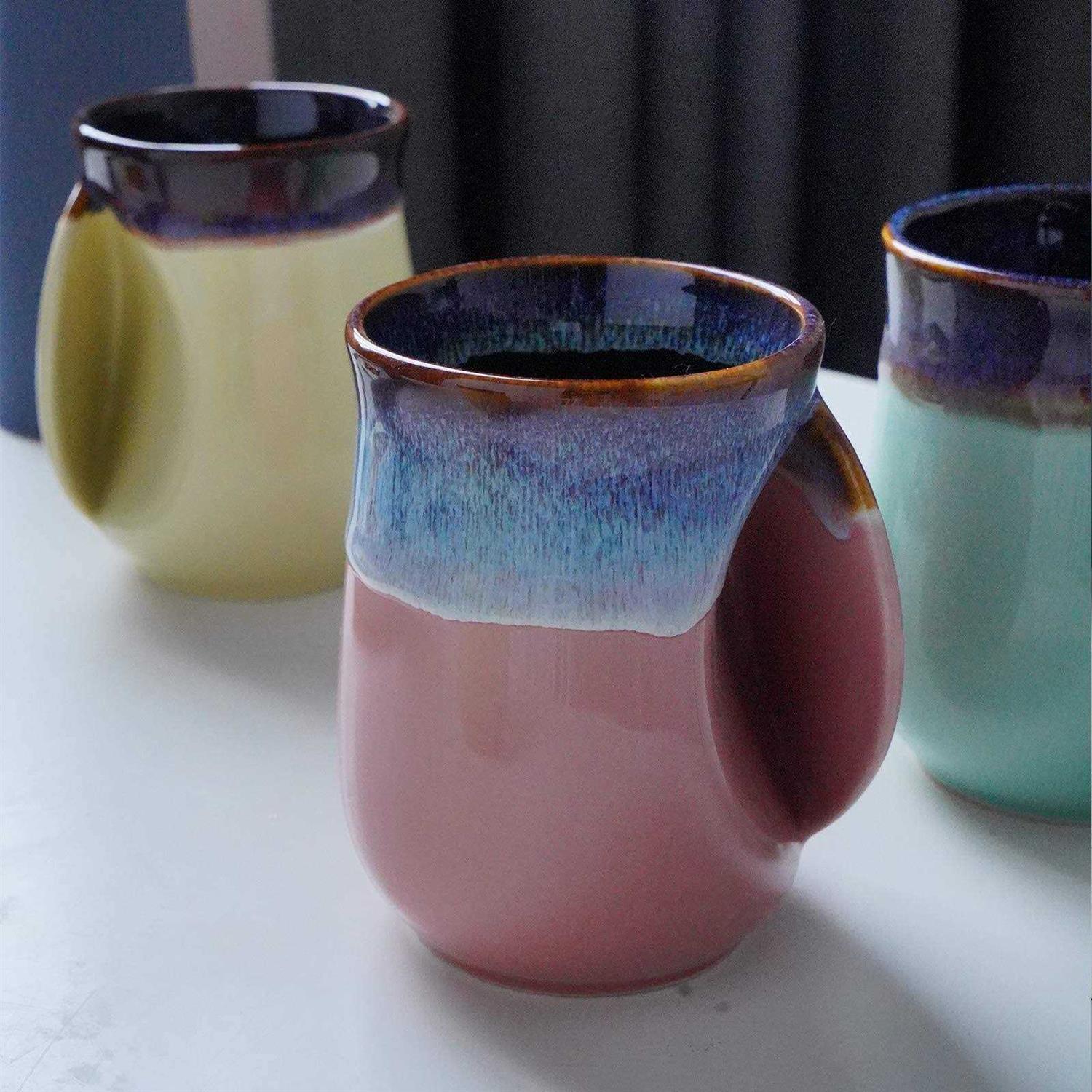 Selamica Porcelain 18oz Novelty Left-handed Handwarmer Mug, Coffee Mug, Tea Mug, gift for family friends and couple