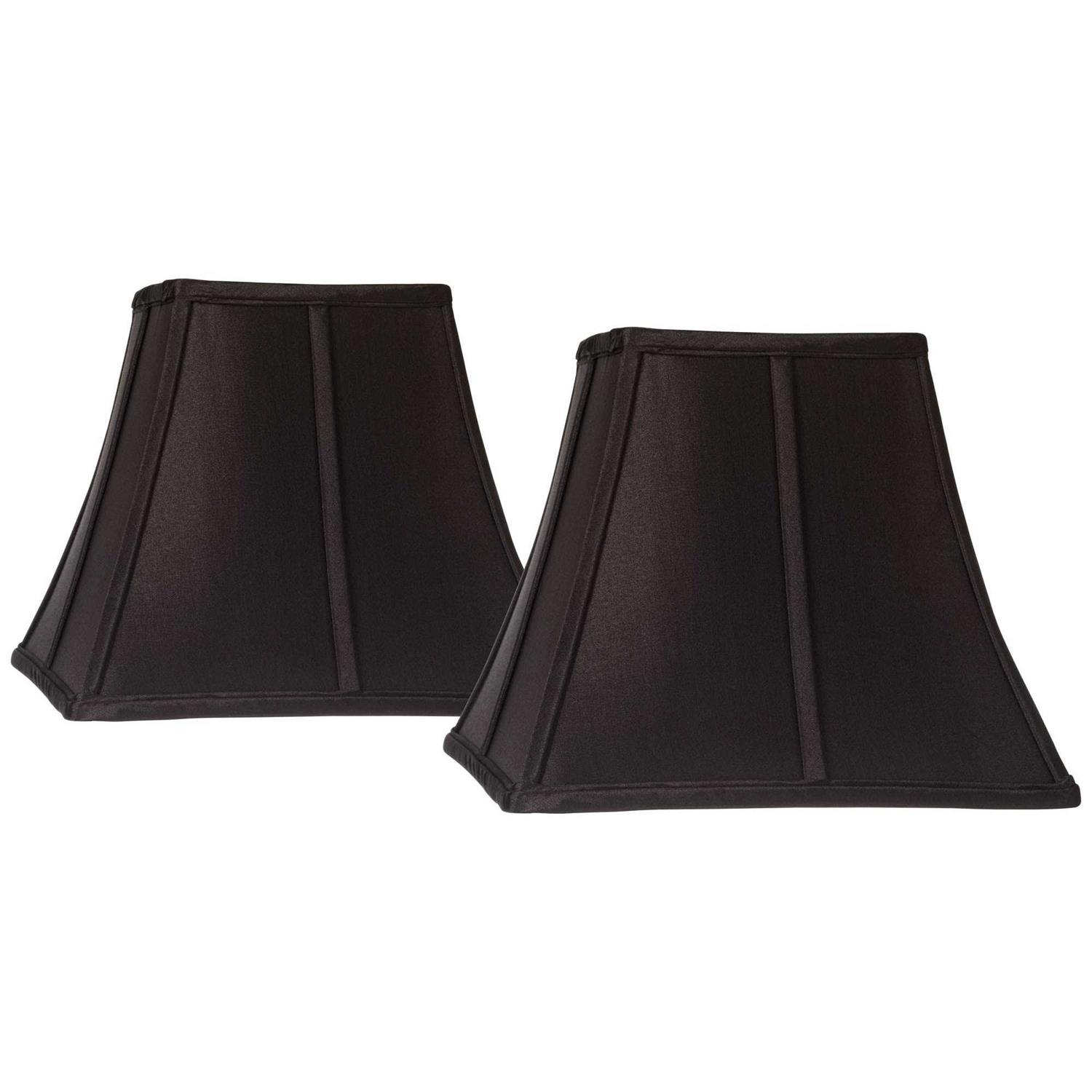 Springcrest Set of 2 Square Lamp Shades Black Small 6 Top x 11 Bottom x 9.75 High Spider Replacement Harp and Finial Fitting