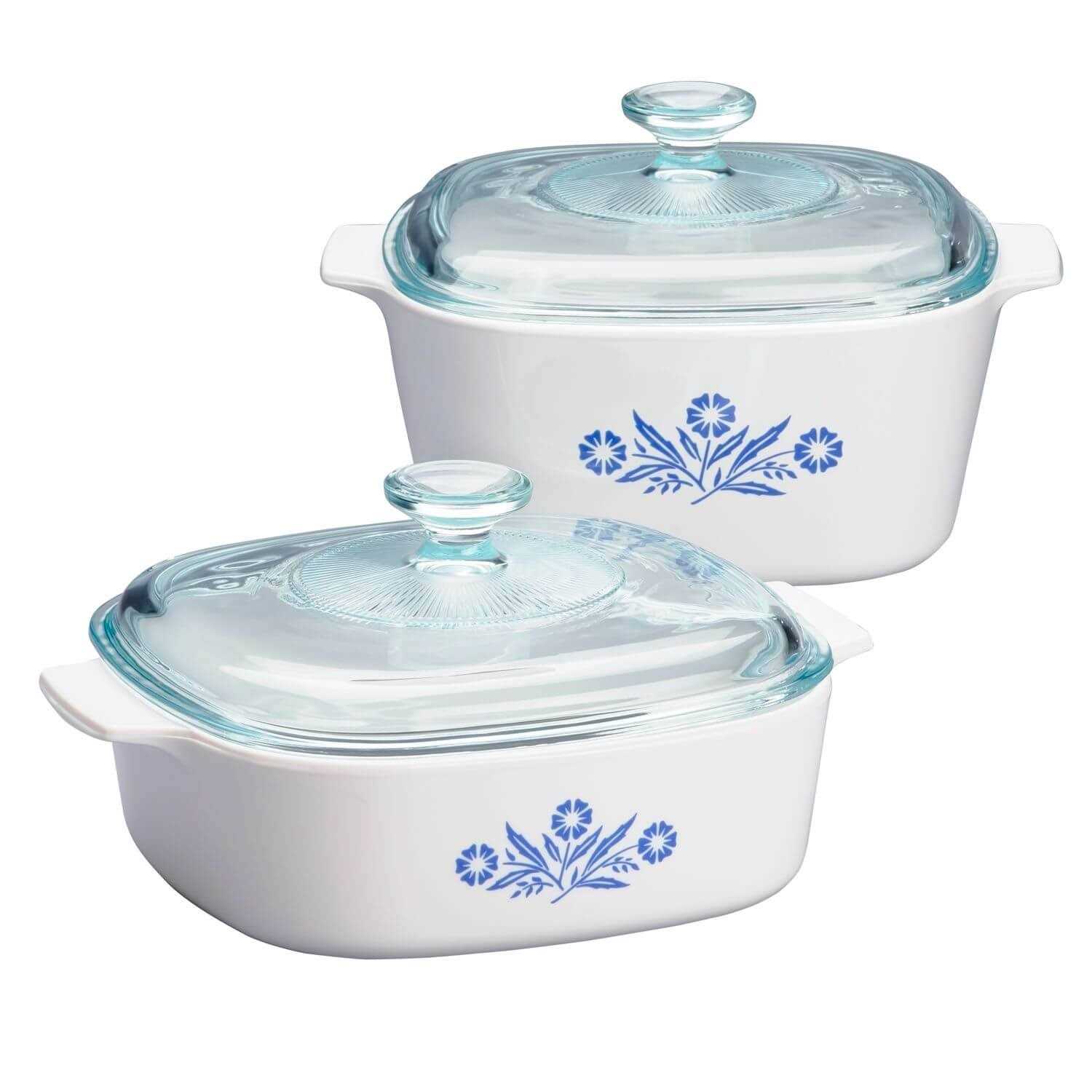 Corningware Pyroceram Blue Corower 4 pc Glass Ceramic Cookware Set