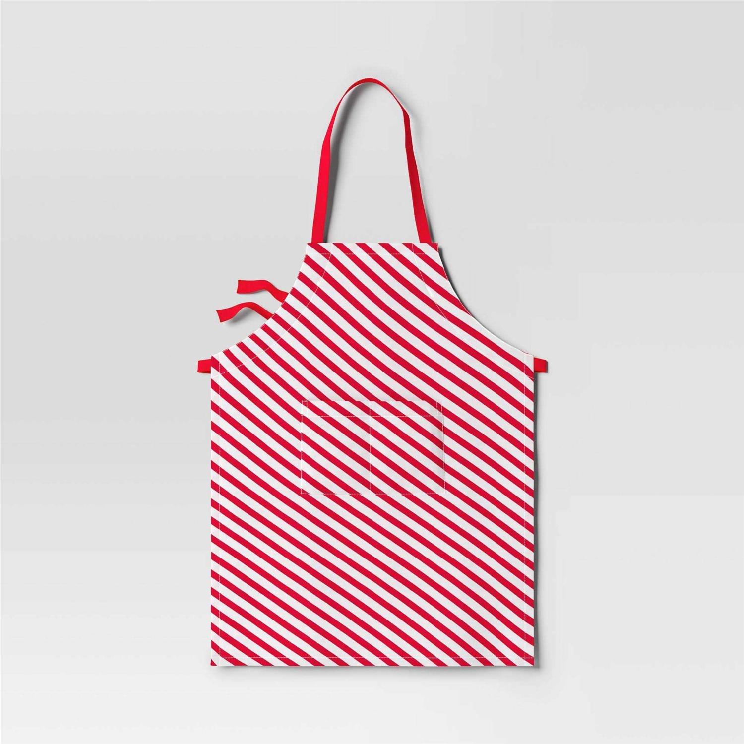 Wondershop Adult Christmas Striped Cooking Apron Red
