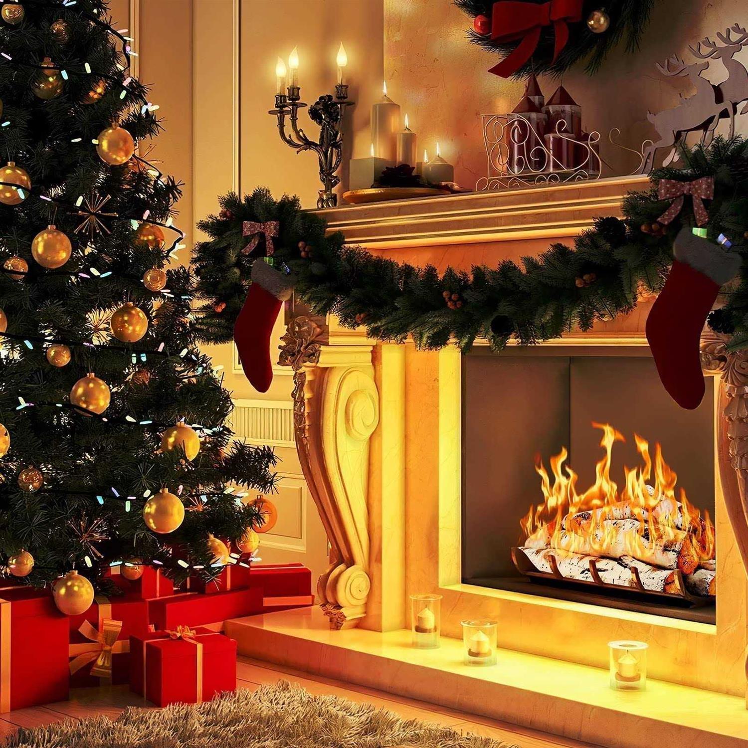 QuliMetal Gas Fireplace Logs Ceramic White Birch Wood Logs