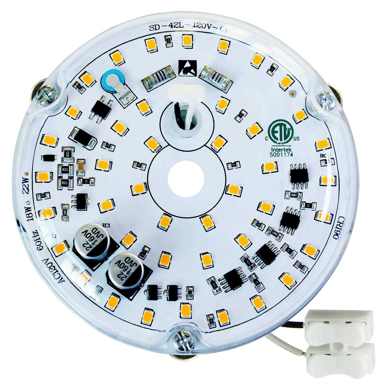 Yun Cai Ceiling Fan Light Kit 3.9 18W AC120V Light 1800lm Ceiling Flush Light Retrofit Kit