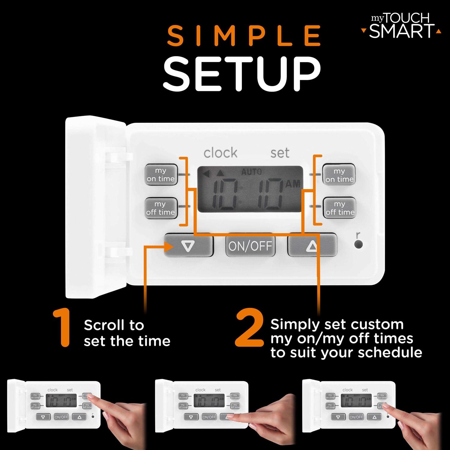 myTouchSmart 24-Hours Digital Timer with Cover 1-Outlet Polarized 2 Settings