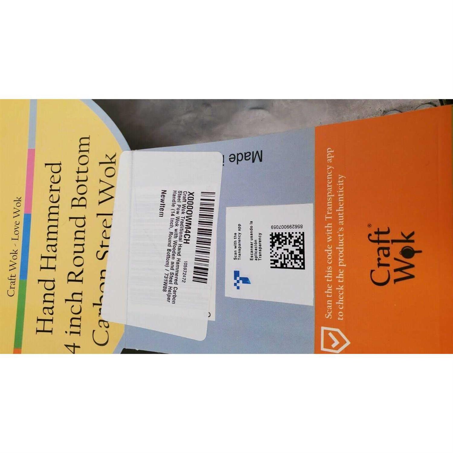 Craft Wok Traditional Hand Hammered Carbon Steel Pow Wok with Wooden and Steel Helper Handle