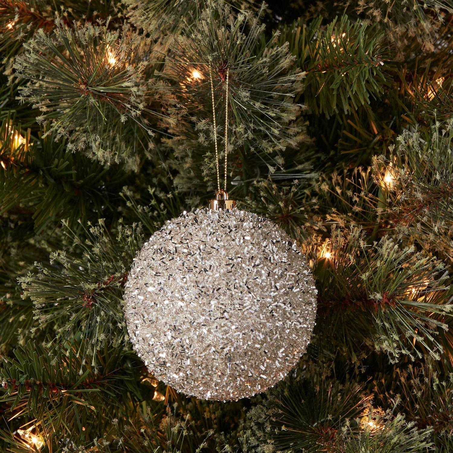 Wondershop Tinsel Ball Christmas Tree Ornament Champagne
