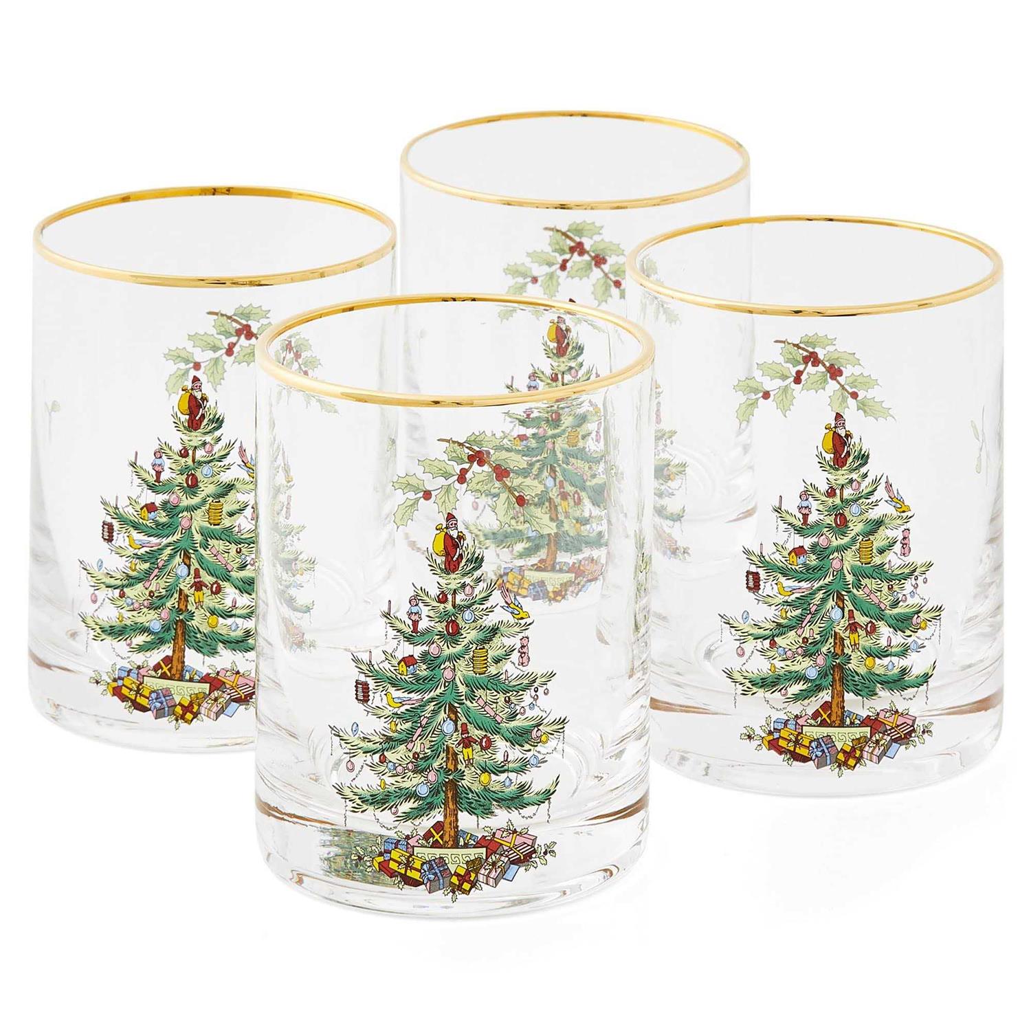 Spode Christmas Tree Double Old Fashioned Glasses Set of 4