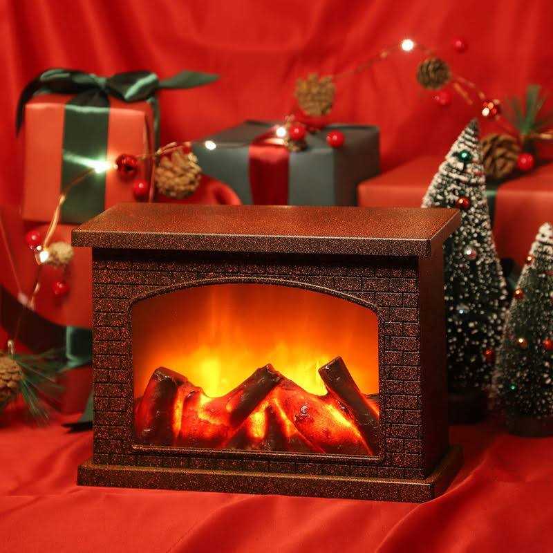 YAKii Rectangle Fireplace Lantern 6 Super Bright LEDs 6 Hours Timer Battery Operated