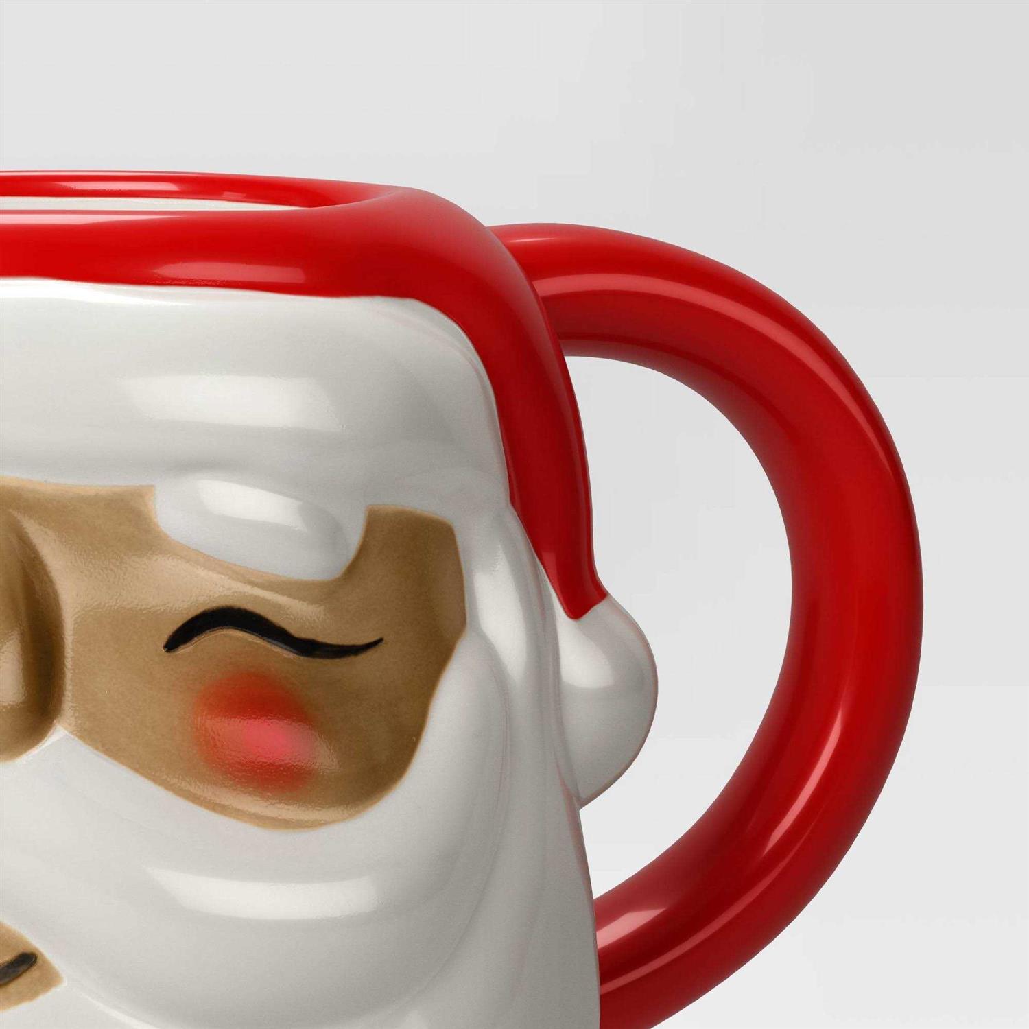 Wondershop 20oz Christmas Earthenware Figural Santa Mug