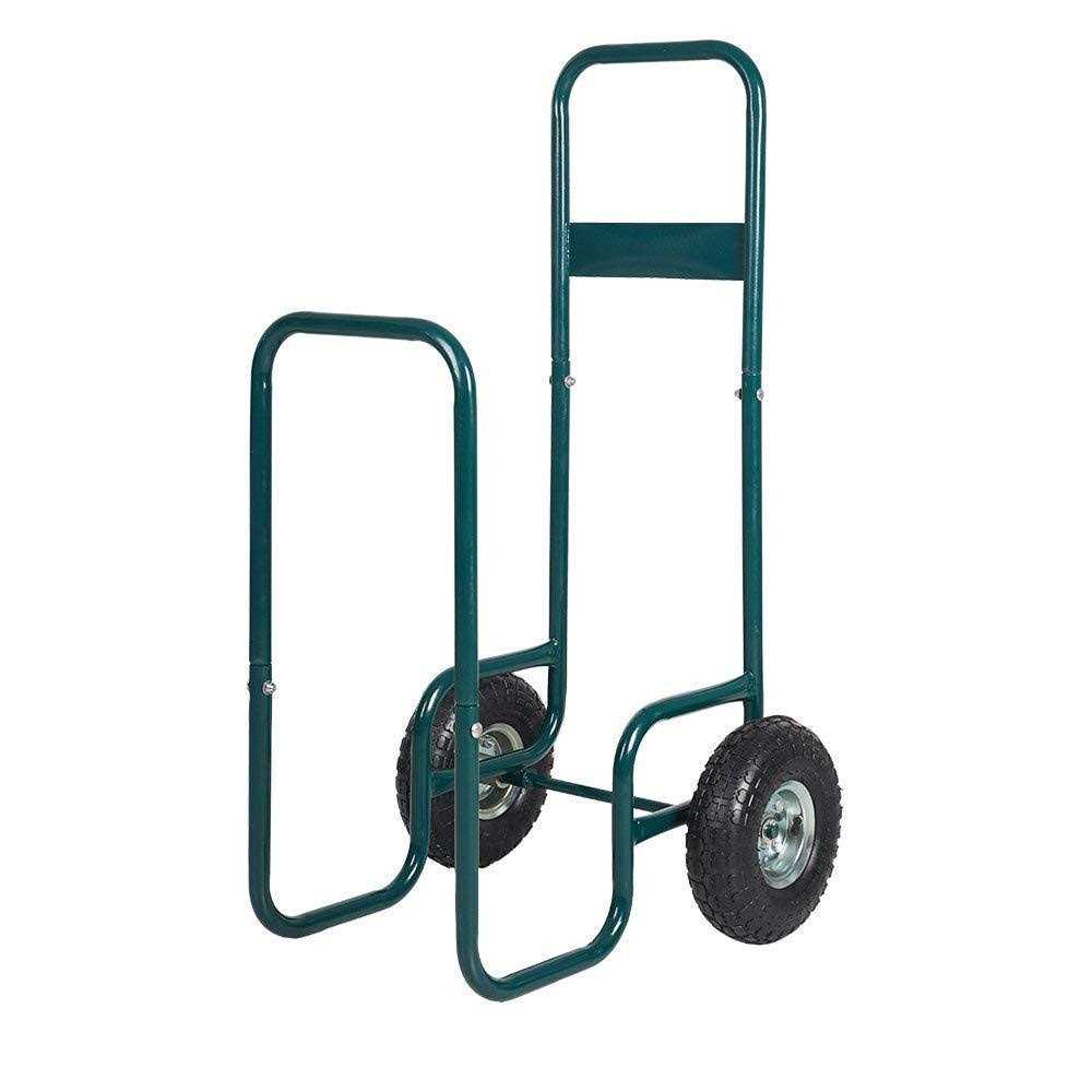Livebest Firewood Log Cart Carrier Rolling Wood Mover Hauler Fire Rack Storage Holder Backyard Patio Garden
