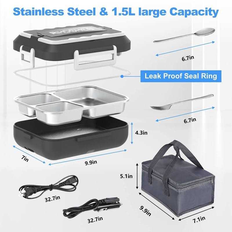 RIKDOKEN 60W Faster Heat Electric Lunch Box Heater for Car Truck Work Home