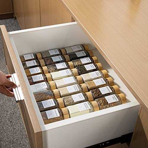 FavorFlavor 24 Pcs Spice Jars with Label 4.3OZ Thickened Glass Seasoning Jars with Bamboo Lids
