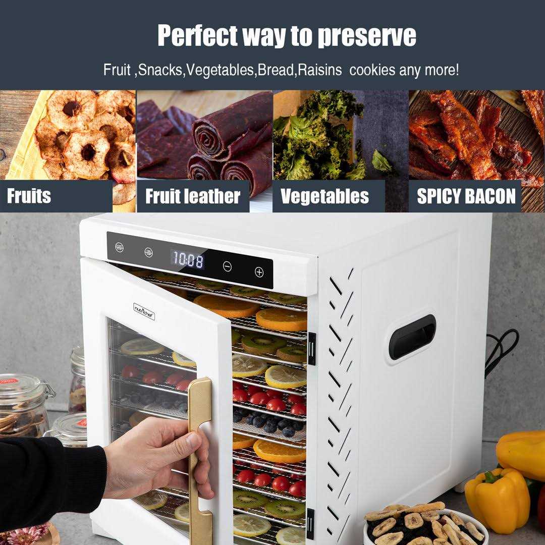 Nutrichef Premium Machine-900 Watts 10 Shelf Stainless Steel Dehydrator with Digital Timer and Temperature