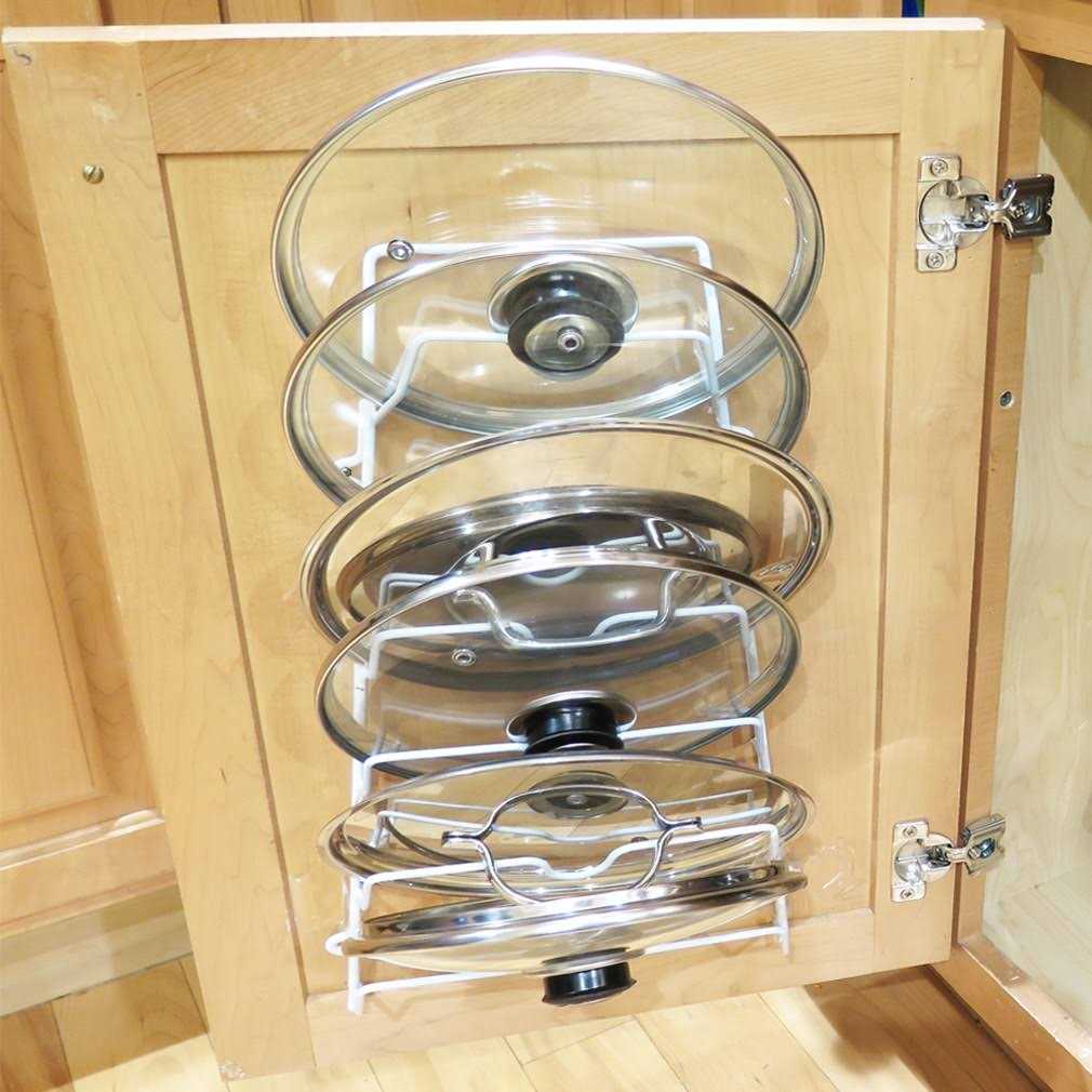 Evelots 6 Pot Lid Organizer for Cabinet or Pantry Wall Cupboard Door Pots and Pans Organizer