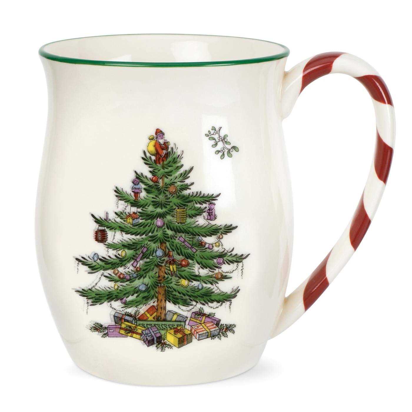 Spode Christmas Tree Mug with Peppermint Handles