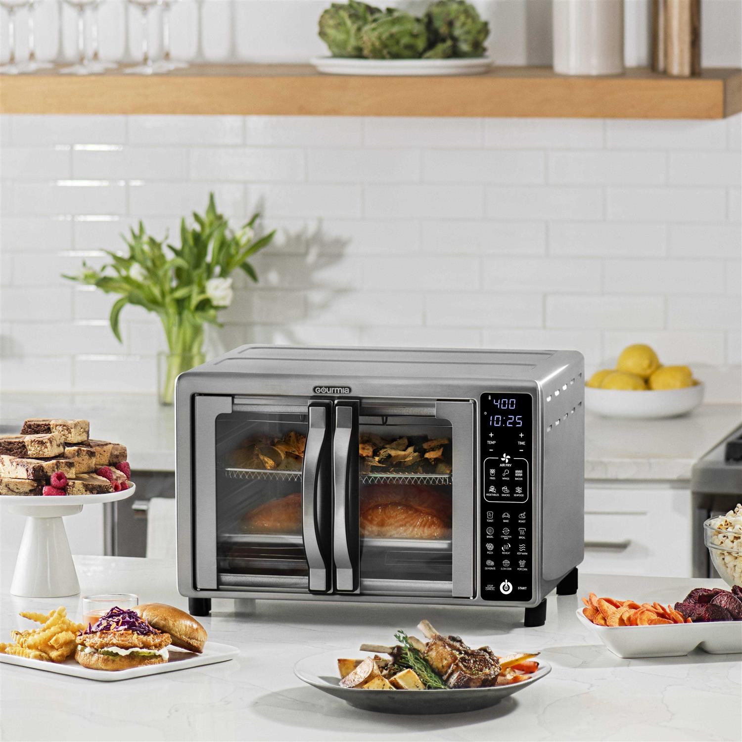 Gourmia Digital Air Fryer Toaster Oven with Single-Pull French Doors