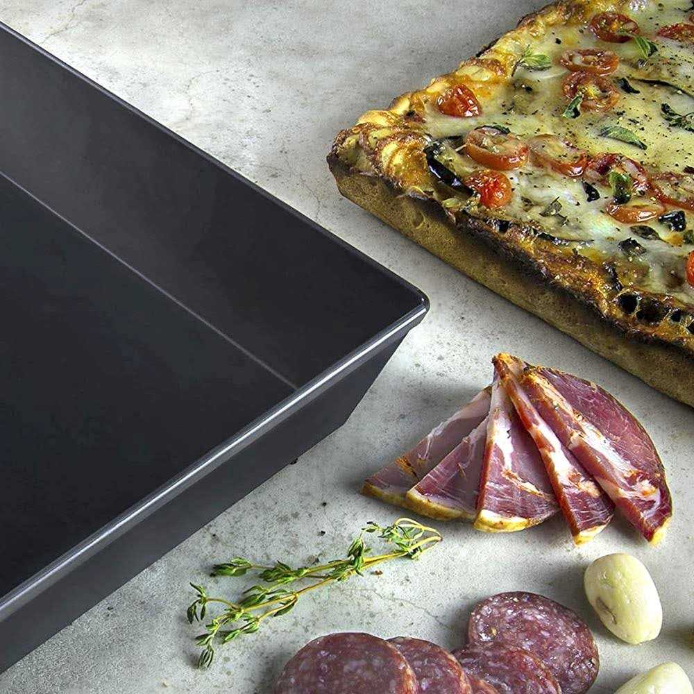 LloydPans Kitchenware 10 by 14 Inch Detroit Style Pizza Pan USA Made Hard-Anodized