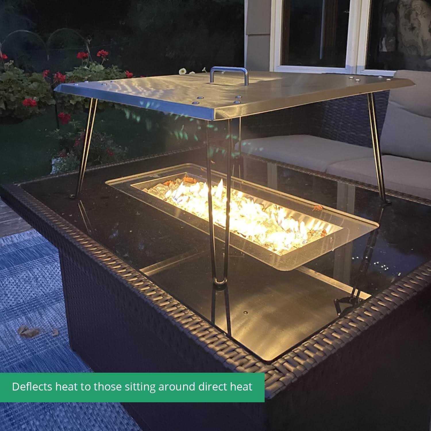 Titan Great Outdoors Fire Pit Heat Deflector, Pushes Heat Down and Out