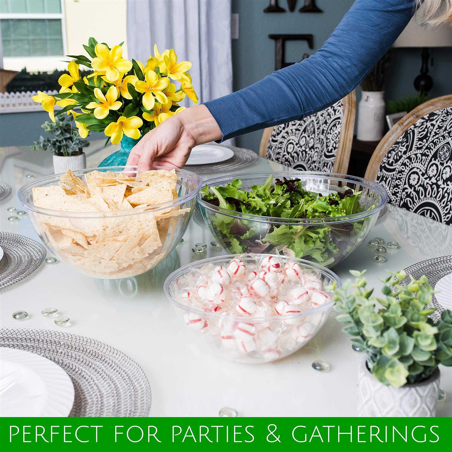 Plasticpro Disposable Round Crystal Clear Plastic Serving Bowls Party Snack Or Salad Bowl