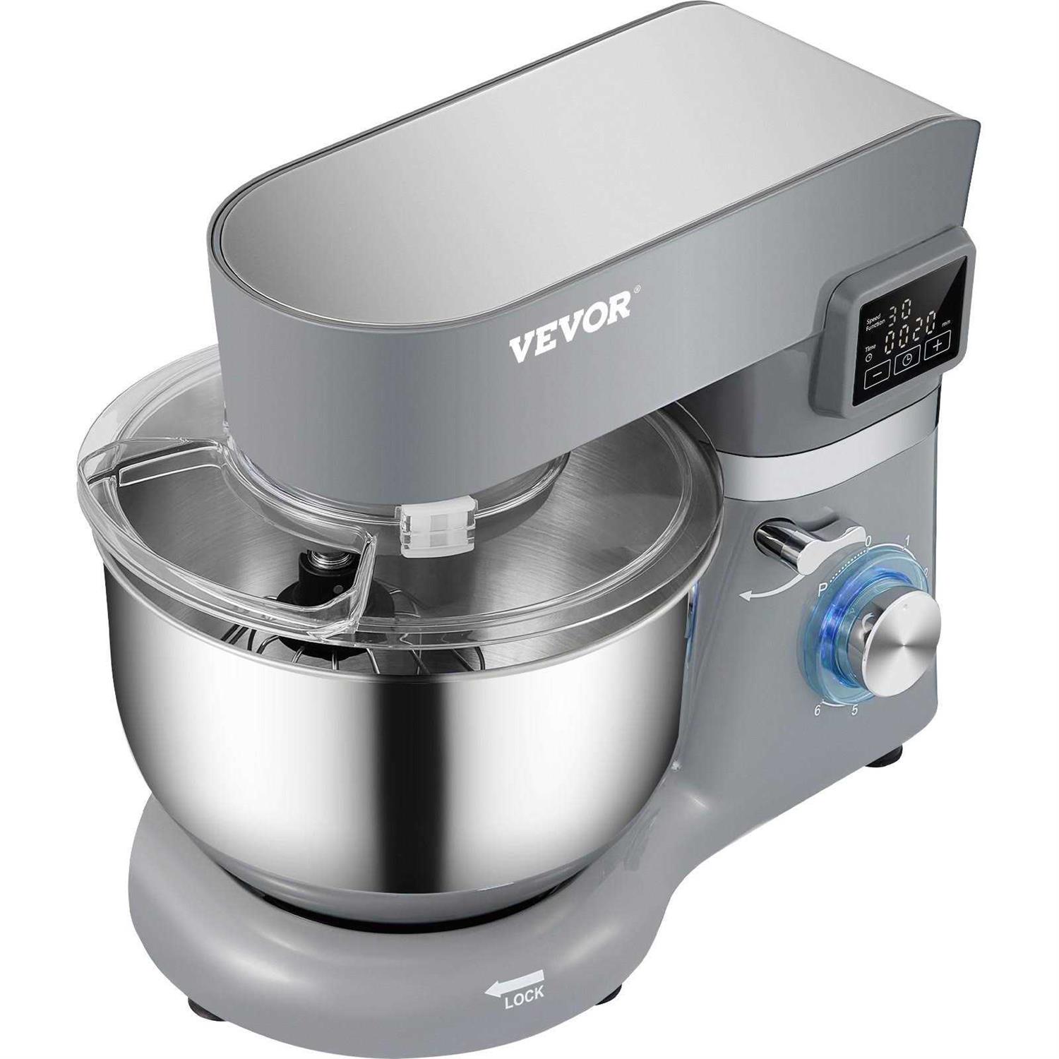VEVOR Stand Mixer 660W Electric Dough Mixer with 6 Speeds LCD Screen Timing