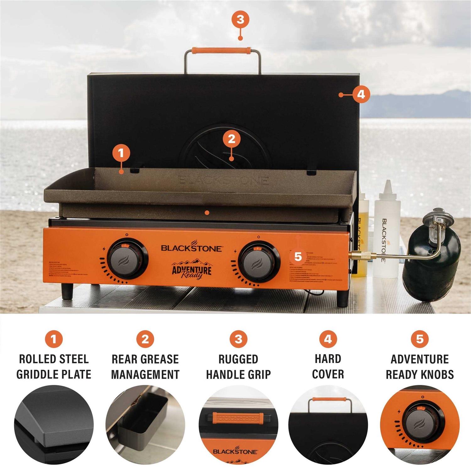 Blackstone Adventure Ready 2-Burner 22 Propane Griddle in Orange