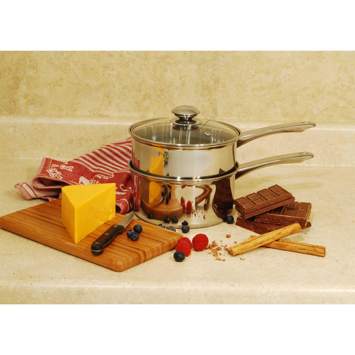 Cook Pro 3-Piece 2.5 Qt Stainless Steel Double Boiler with Lid 579