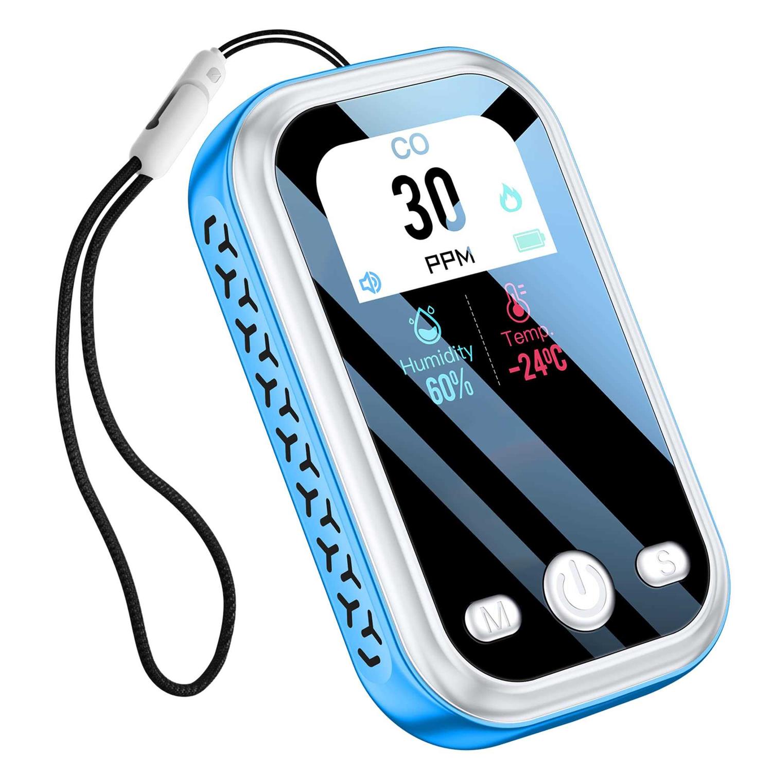 CEKKIENA Carbon Monoxide Detector Portable Mini Air Quality Monitor with Lanyard Smoke Alarm CO Gas Meter Temperature Humidity Sensor