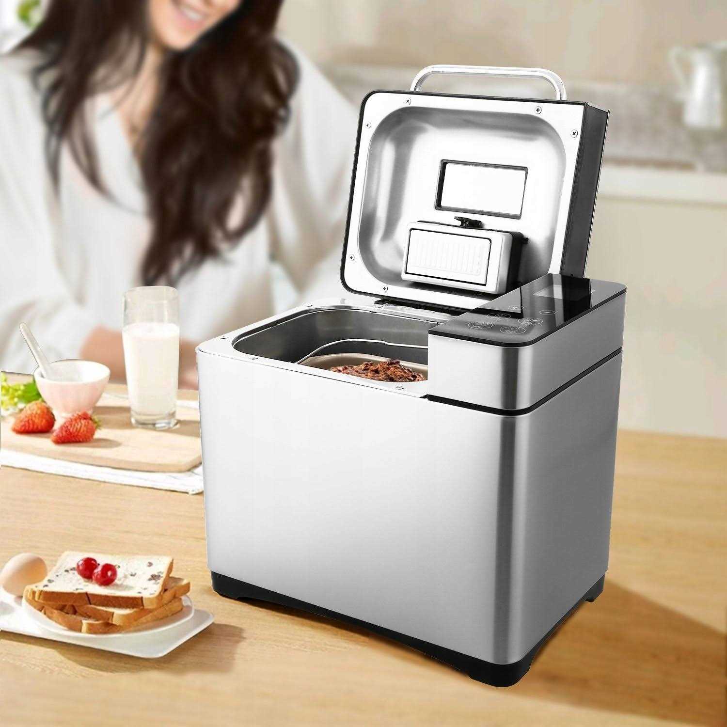 KBS Pro Stainless Steel Bread Machine 2LB 17-in-1 Programmable XL Bread Maker with Fruit Nut Dispenser