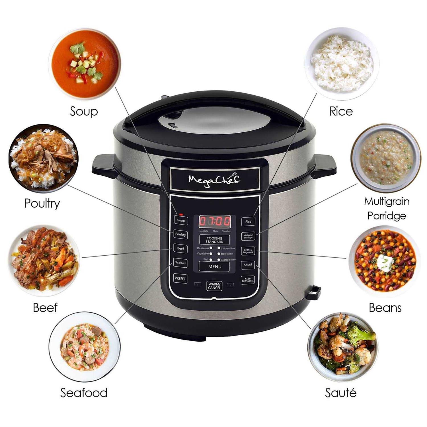Megachef 6 Quart Digital Pressure Cooker with 14 Pre-set