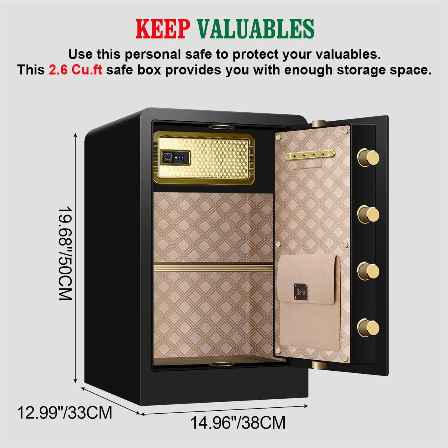 2.6 Cu ft Large Home Safe Fireproof Waterproof