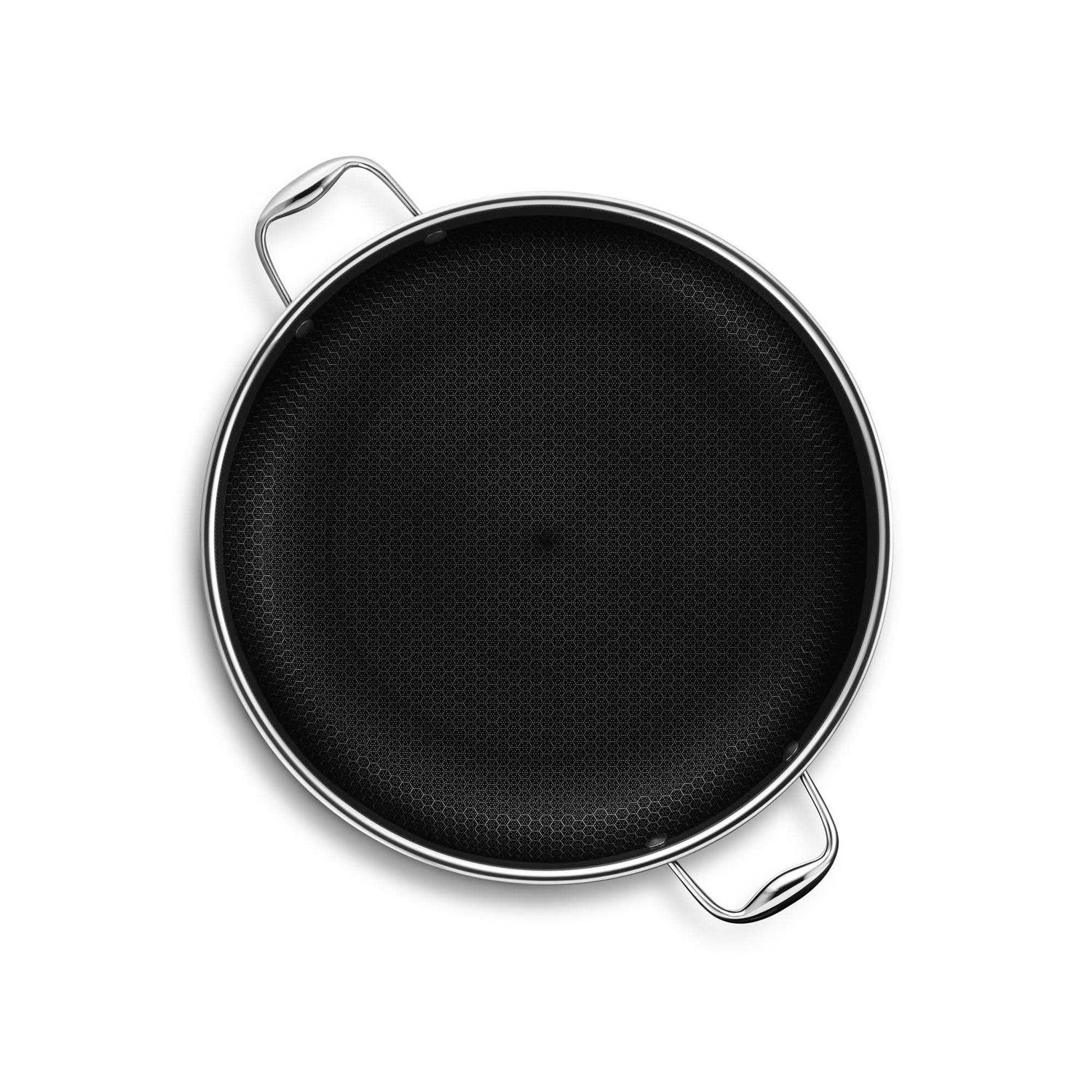HexClad 14 Inch Hybrid Stainless Steel Frying Pan with Glass Lid