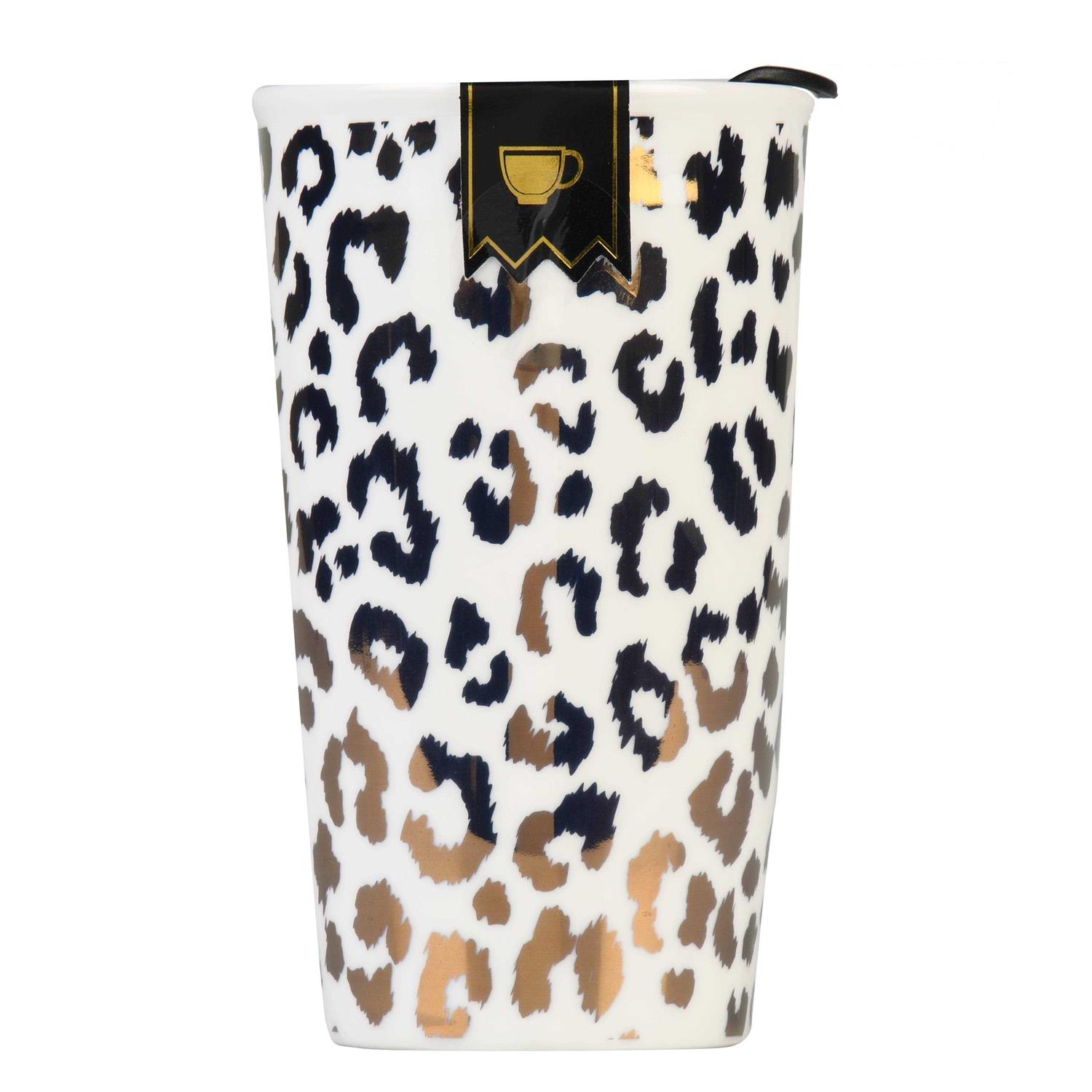 Home Essential Ceramic Cheetah Print Travel Mug
