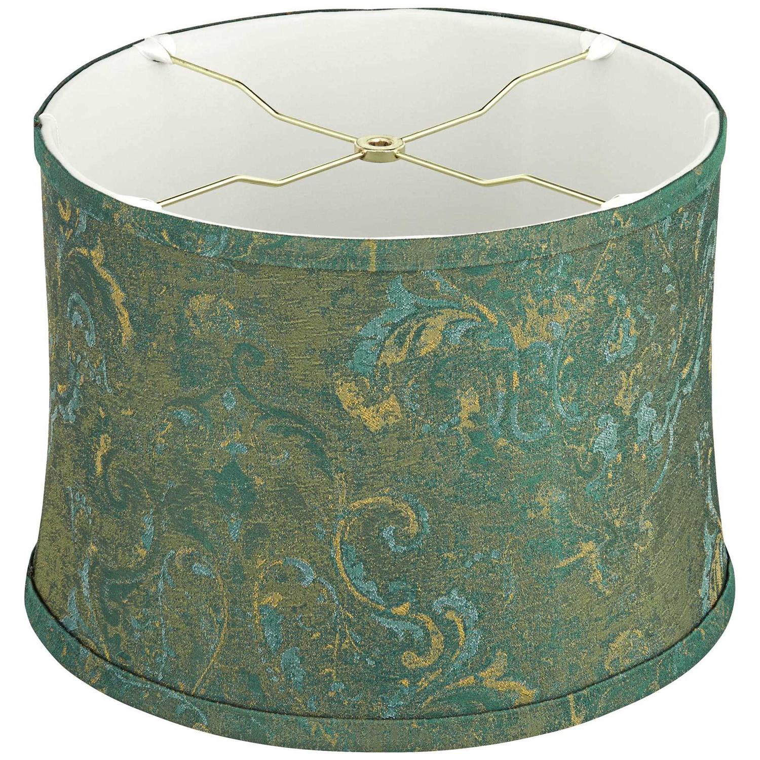 Springcrest Drum Lamp Shade Weiden Green Medium 13 Top x 14 Bottom x 10 High Spider with Replacement Harp and Finial Fitting