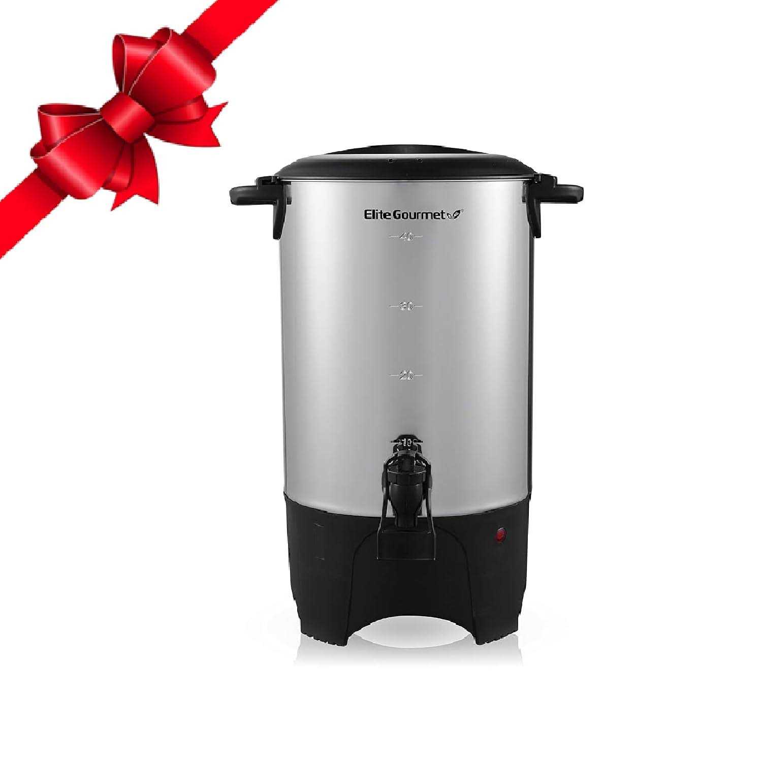 Elite Gourmet Stainless Steel 40-Cup Coffee/Hot Water Urn
