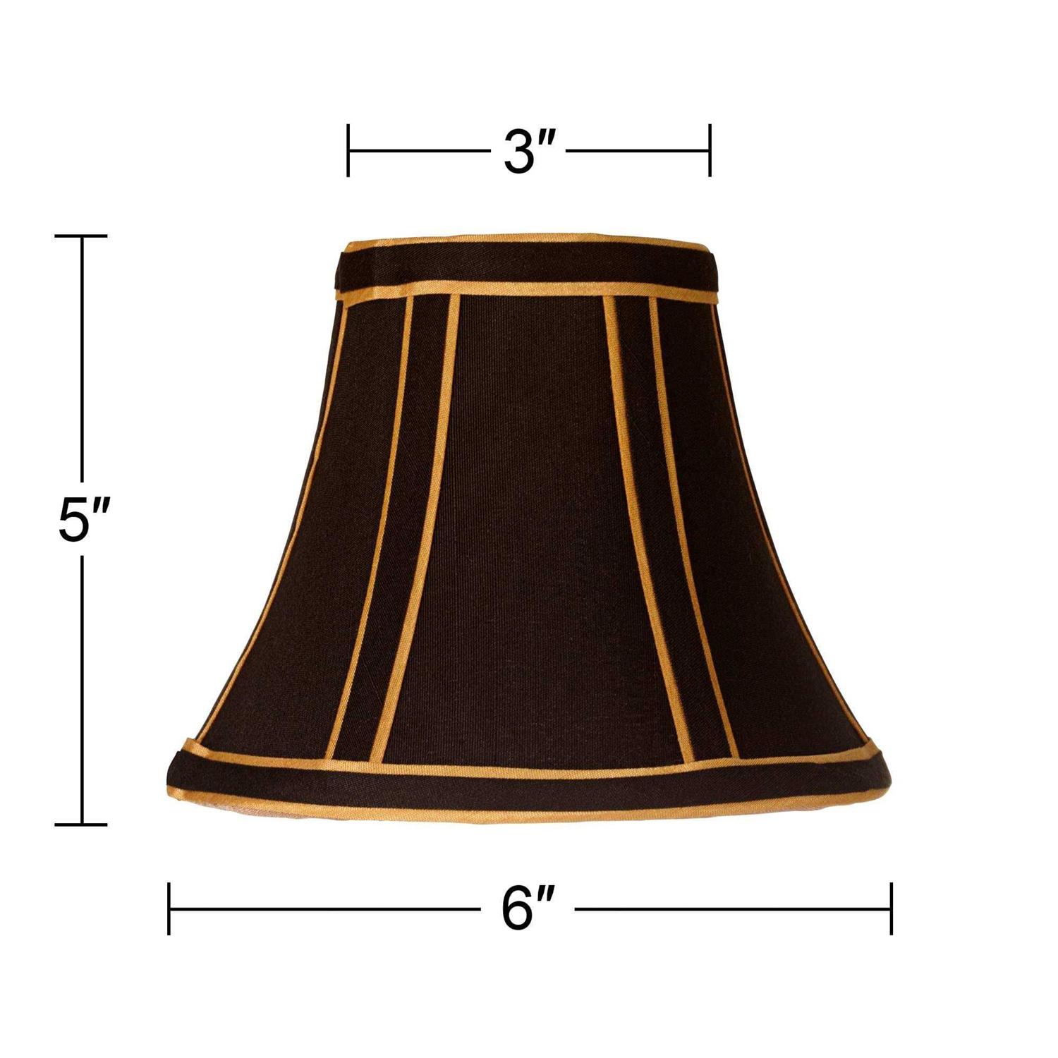 Springcrest Set Empire Lamp Shades Black with Gold Trim Small 3 Top x 6 Bottom x 5 High Candelabra Clip-On Fitting