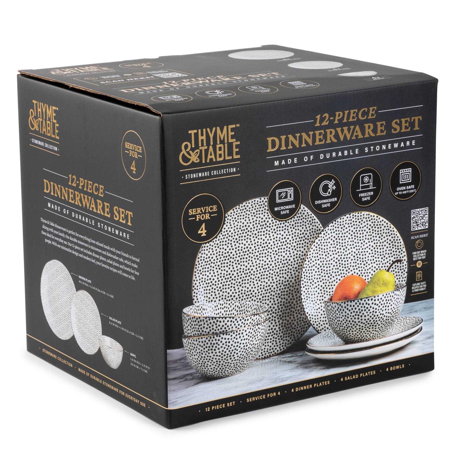 Thyme & Table Dinnerware Black & White Dot Stoneware
