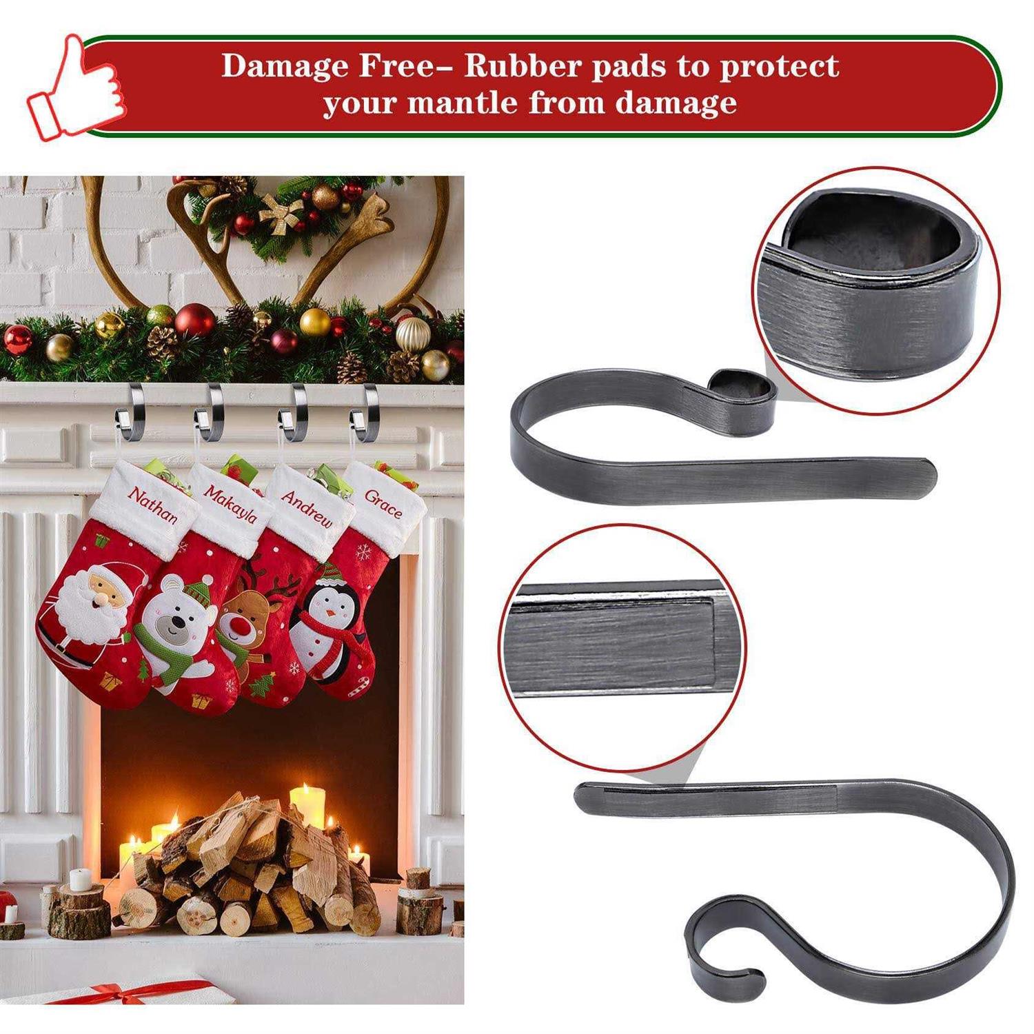 Christmas Stocking Holders For Mantle Set 4,protective Pads Christmas Stocking Holders For Fireplace Mantle,multi-uses Stocking Hooks For Mantle