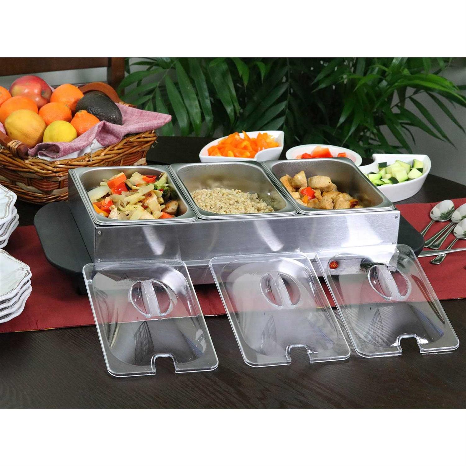 MegaChef Buffet Server & Food Warmer With 3 Sectional Trays